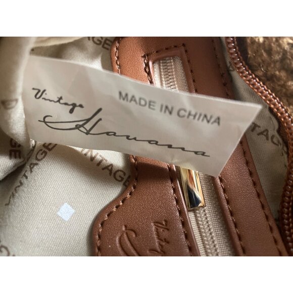 Vintage Havana Brown Fuzzy Women's Small Hand Bag - NWT - Picture 5 of 12